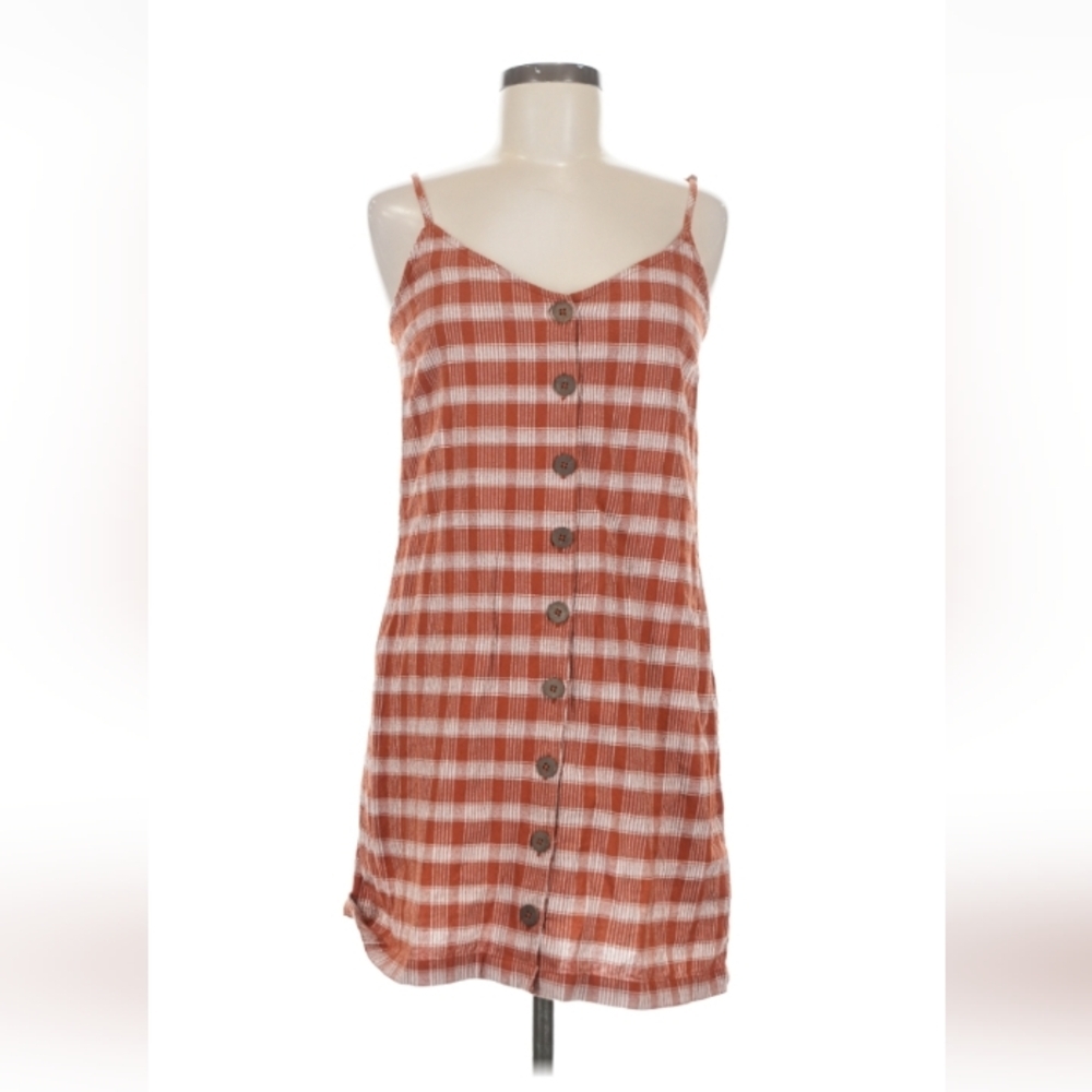 Rip Curl Orange Plaid Flannel Dress M $76 Retail